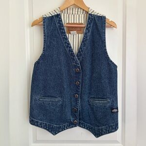 vintage RARE Levi's Denim Vest with Striped Back